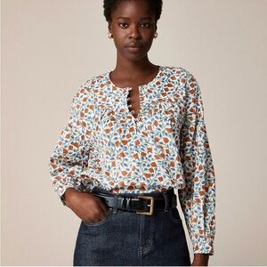 J. Crew shirred popover rosewood floral Blouse S